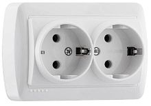 Розетка с заземлением накладная Lezard Demet 2-м. белый картинка